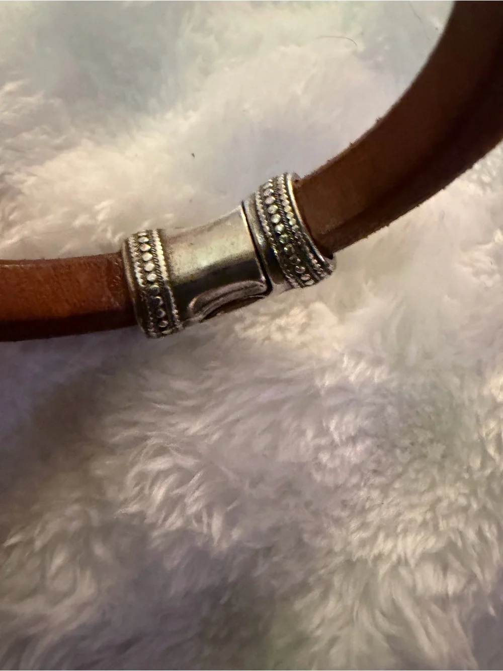 SUNDANCE Classic Brown Leather Bracelet with Silver Accent